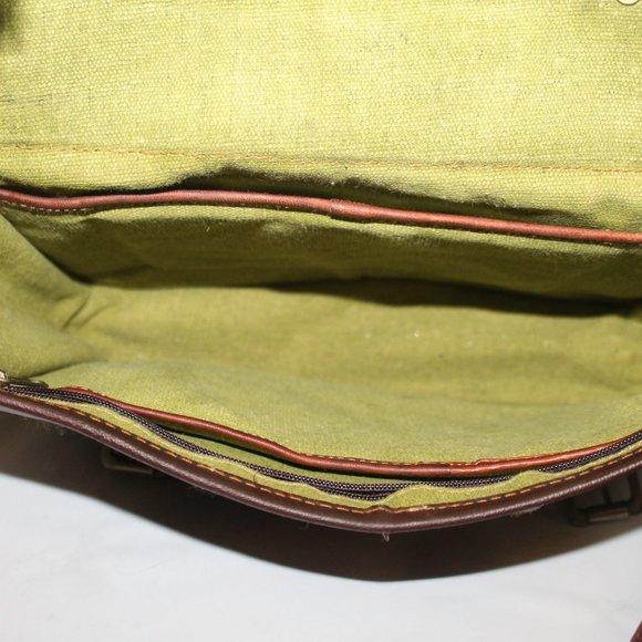 Vintage Handmade Oiled Saddle Leather Messenger Briefcase Bag Purse Handbag - Picture 9 of 12